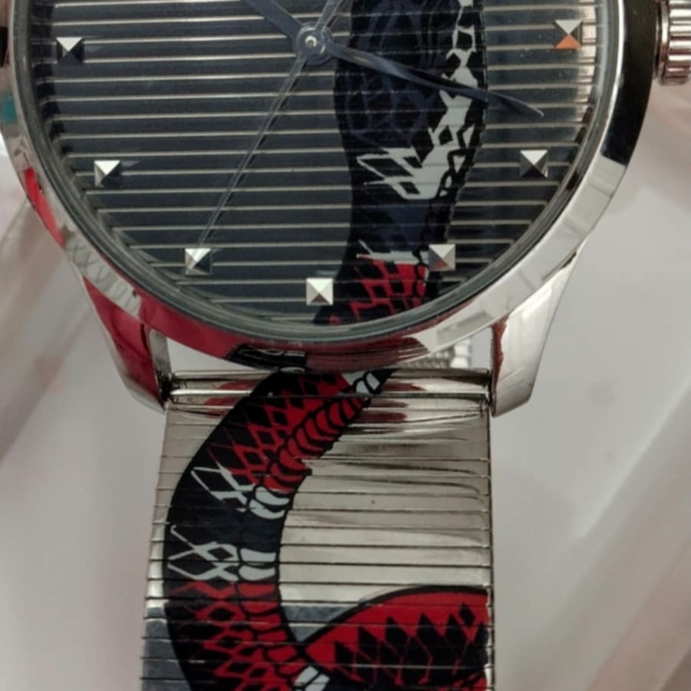 Gucci Silver Red Snake Design Watch